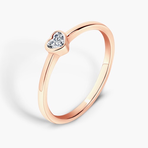 Pierścionek zaręczynowy Pure: różowe złoto, diament w szlifie serce